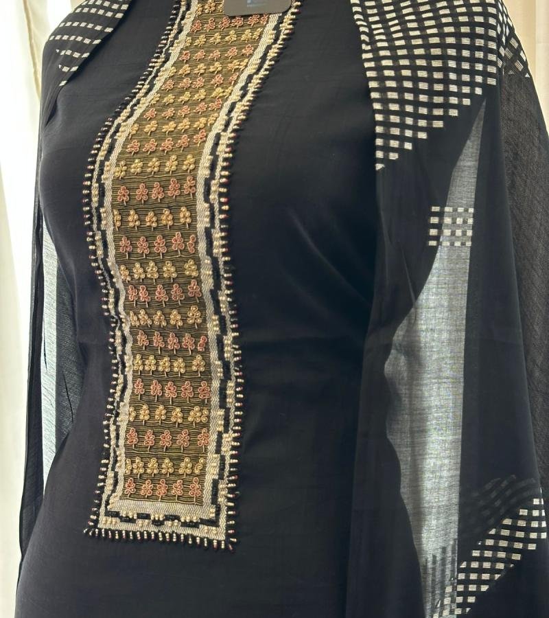 Classic Chanderi Suit - Jet Black