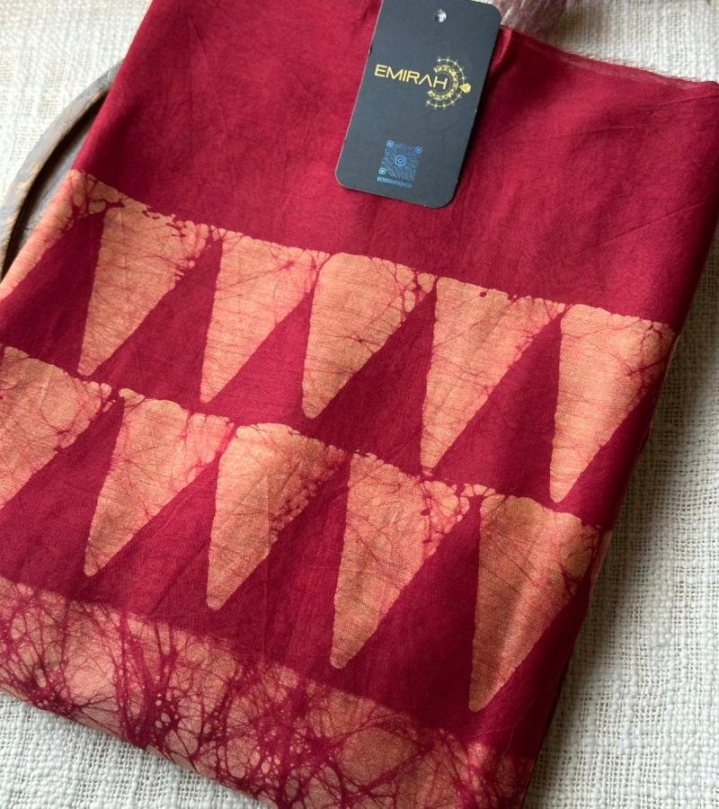 Maheshwari Silk Suit - Ruby Red