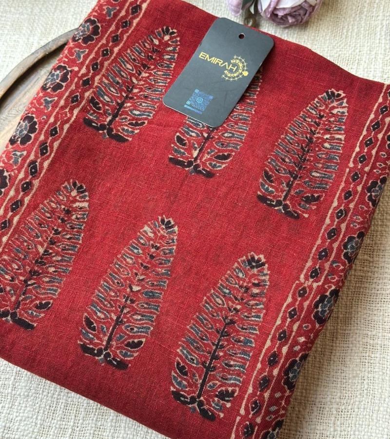 Earthy Elegance, Timeless Ajrakh - Ruby Red