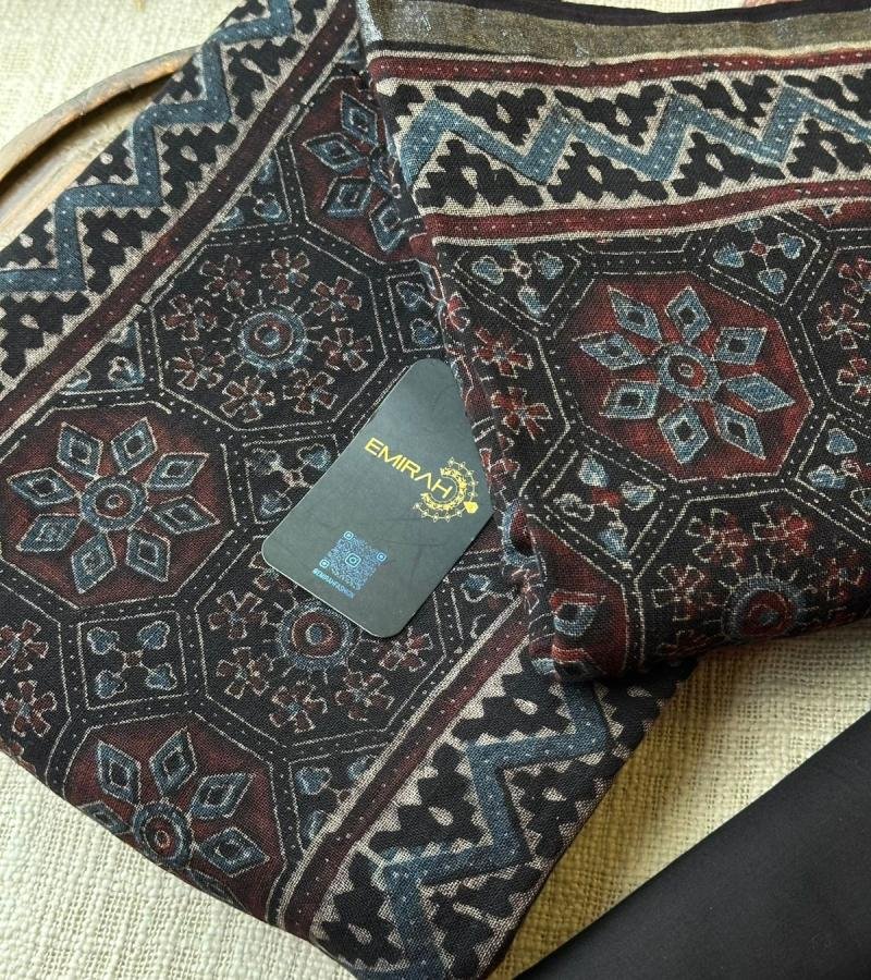 Earthy Elegance, Timeless Ajrakh - Jet Black