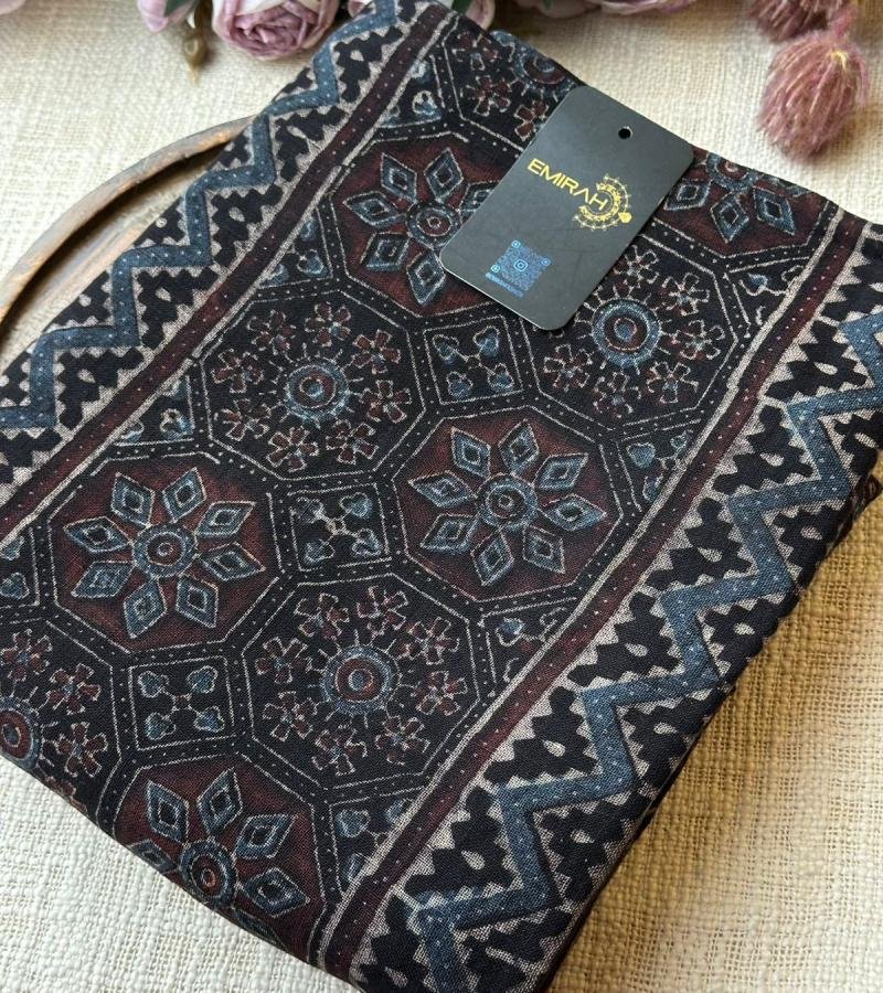 Earthy Elegance, Timeless Ajrakh - Jet Black
