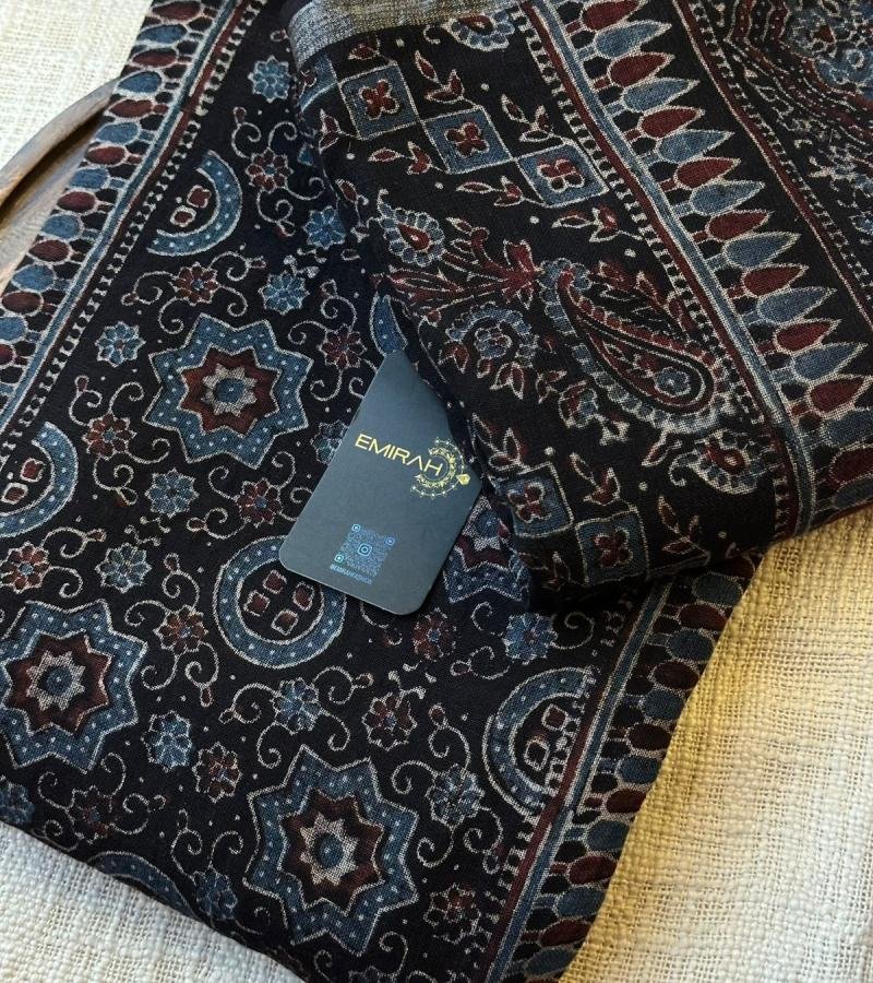 Earthy Elegance, Timeless Ajrakh - Jet Black