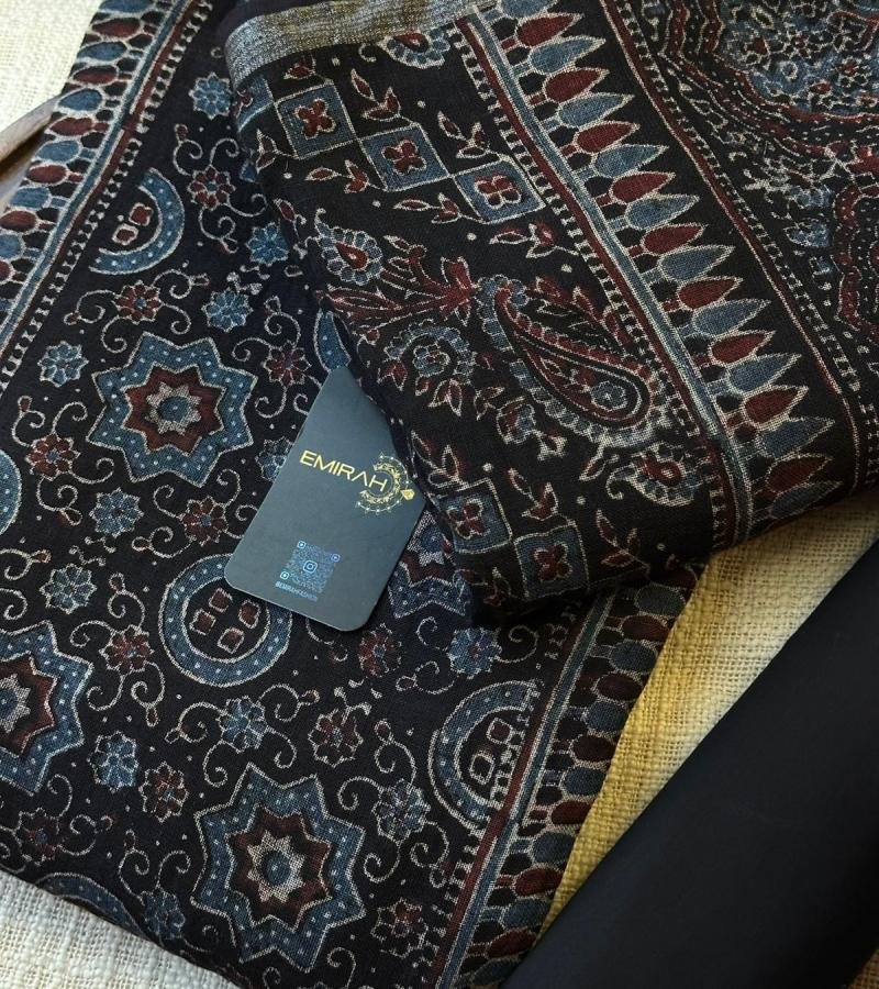 Earthy Elegance, Timeless Ajrakh - Jet Black