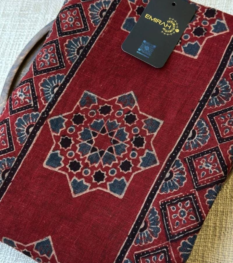 Earthy Elegance, Timeless Ajrakh - Ruby Red