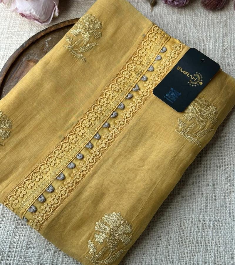 Elegant Mul Chanderi Suit Set with Handcrafted Pintucks & Embroidered Detailing - Mixed Colors