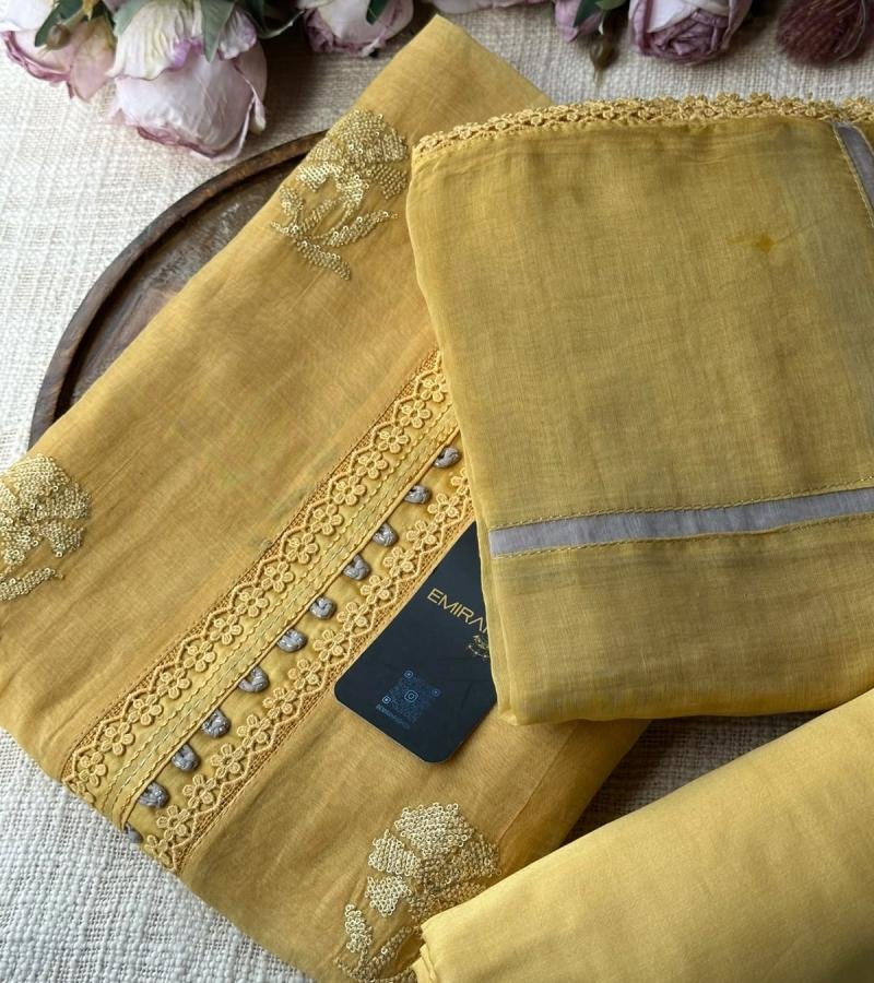 Elegant Mul Chanderi Suit Set with Handcrafted Pintucks & Embroidered Detailing - Mixed Colors