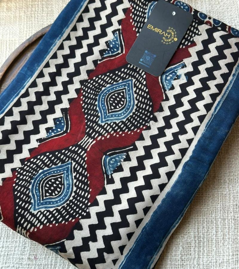 Elegant Modal Silk Suit with Artistic Handblock Prints - Royal Blue