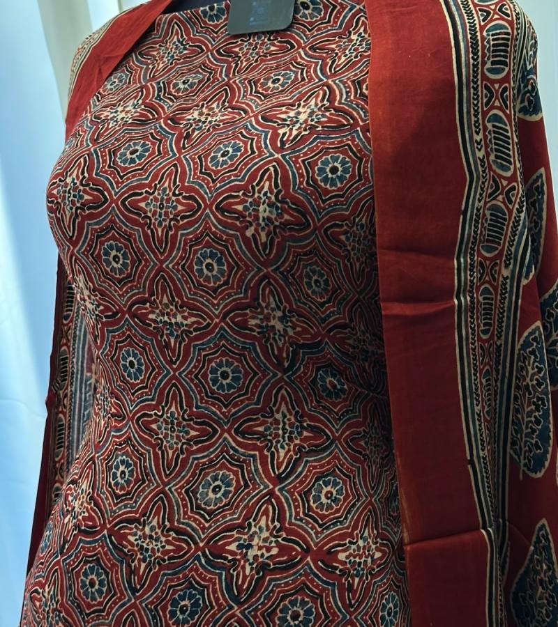 Elegant Modal Silk Suit with Artistic Handblock Prints - Mixed Colors