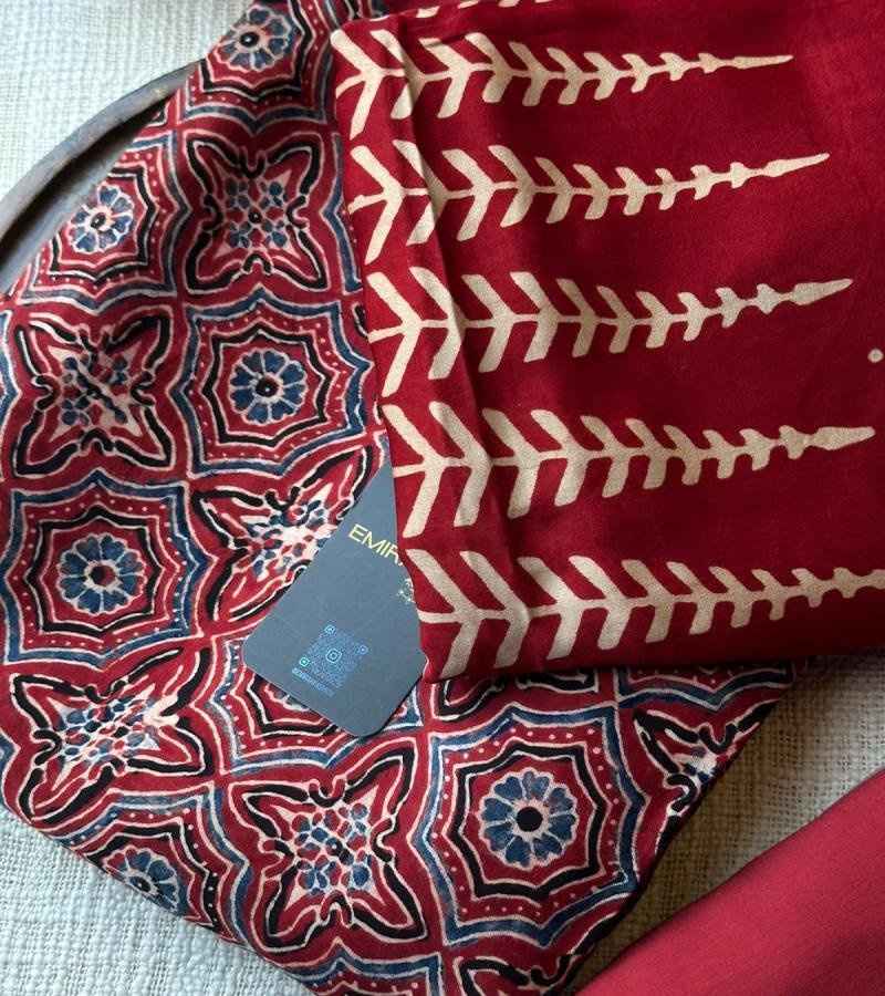 Elegant Modal Silk Suit with Artistic Handblock Prints - Mixed Colors