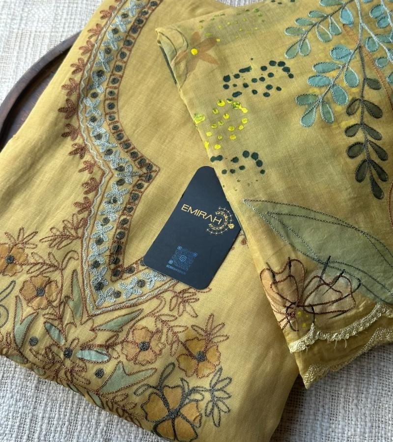 Elegant Mul Chanderi Suit with Floral Embroidery - Mixed Colors