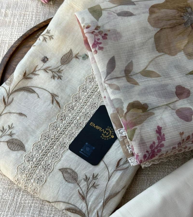 Elegant Mul Chanderi Suit with Floral Embroidery - Mixed Colors
