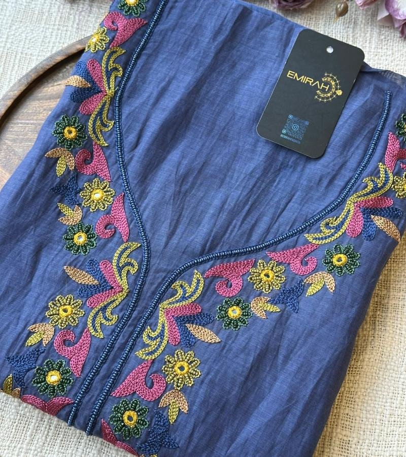 Premium Mul Chanderi Suit  - Royal Blue