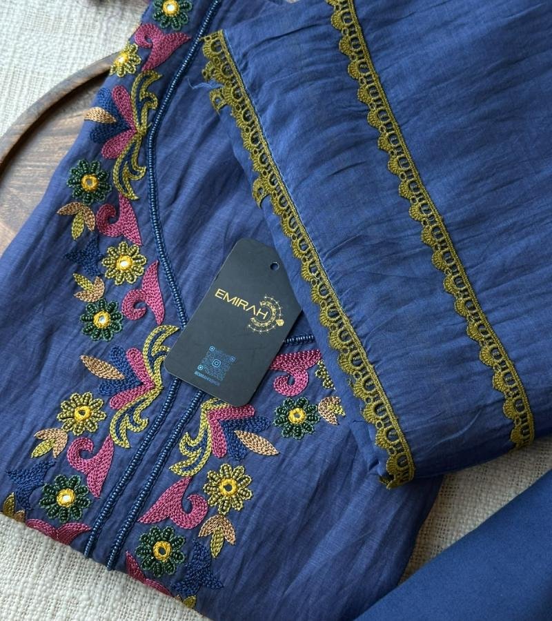 Premium Mul Chanderi Suit  - Royal Blue