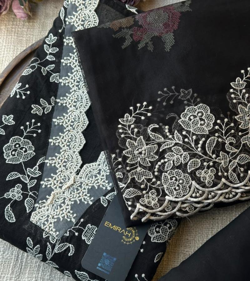 Elegant Net Kota Suit Set - Jet Black
