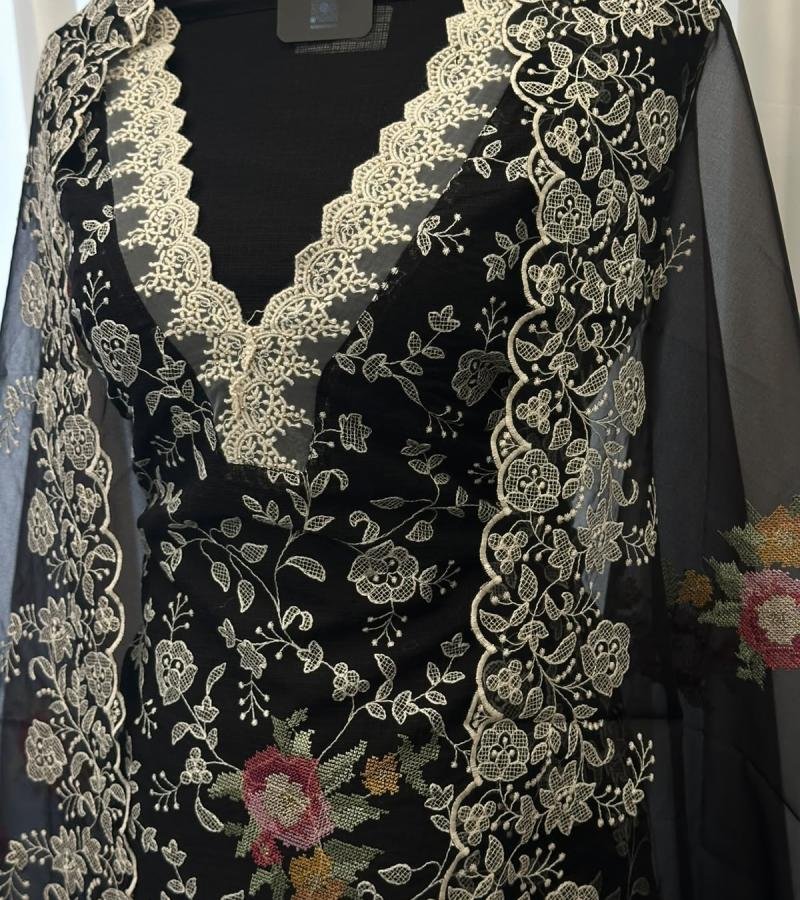 Elegant Net Kota Suit Set - Jet Black