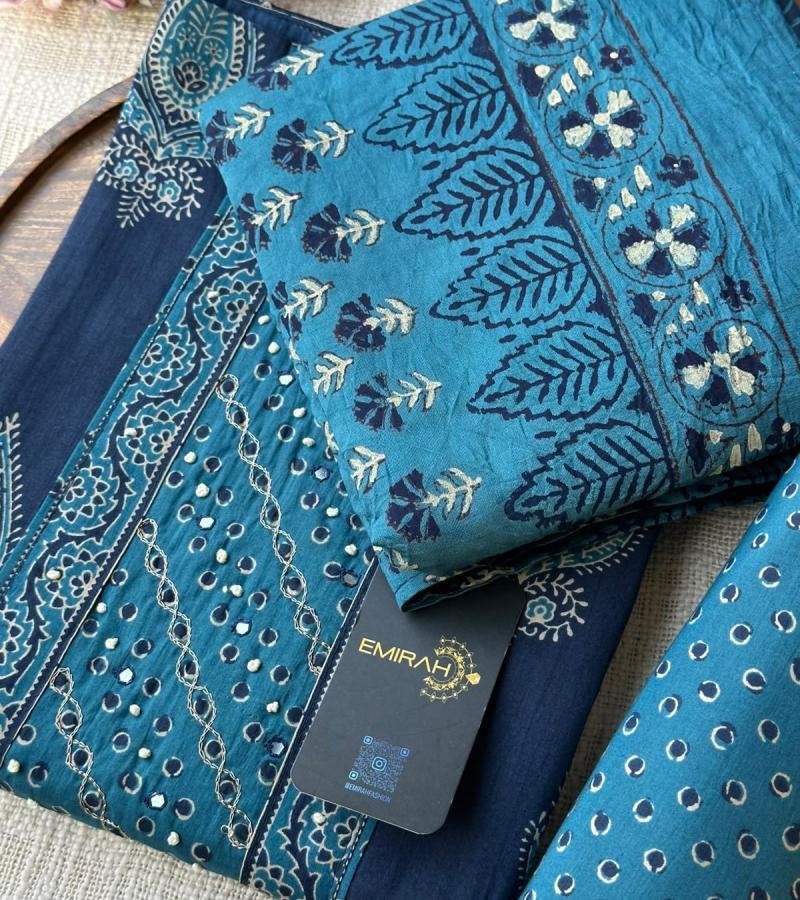 Premium Cotton Suit Set - Royal Blue