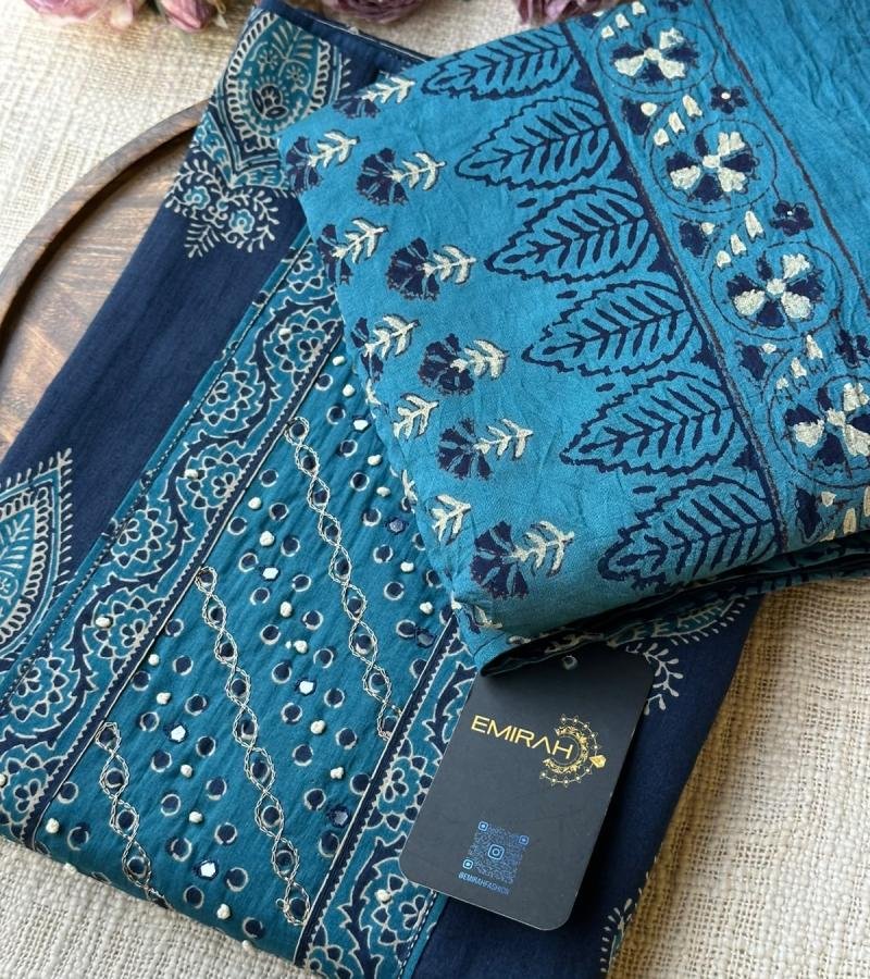 Premium Cotton Suit Set - Royal Blue
