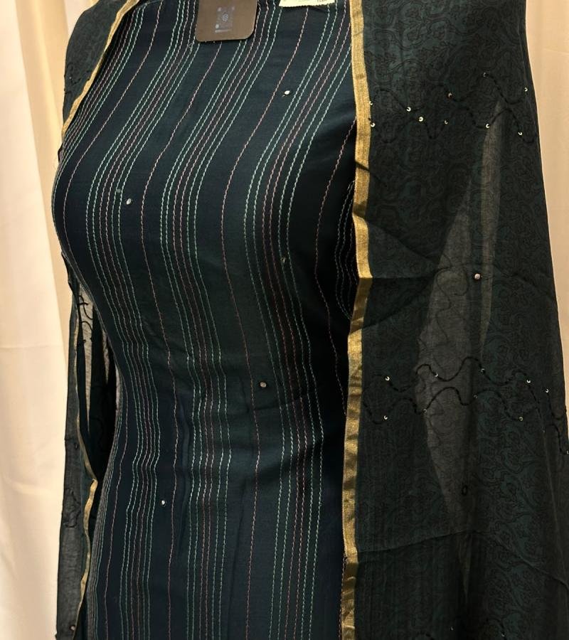 Premium Maheshwari Silk Suit Set - Royal Blue