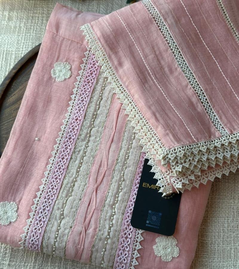 Premium Mul Chanderi Suit Set - Rose Pink