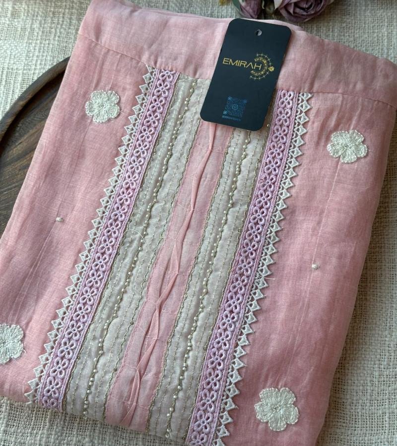 Premium Mul Chanderi Suit Set - Rose Pink