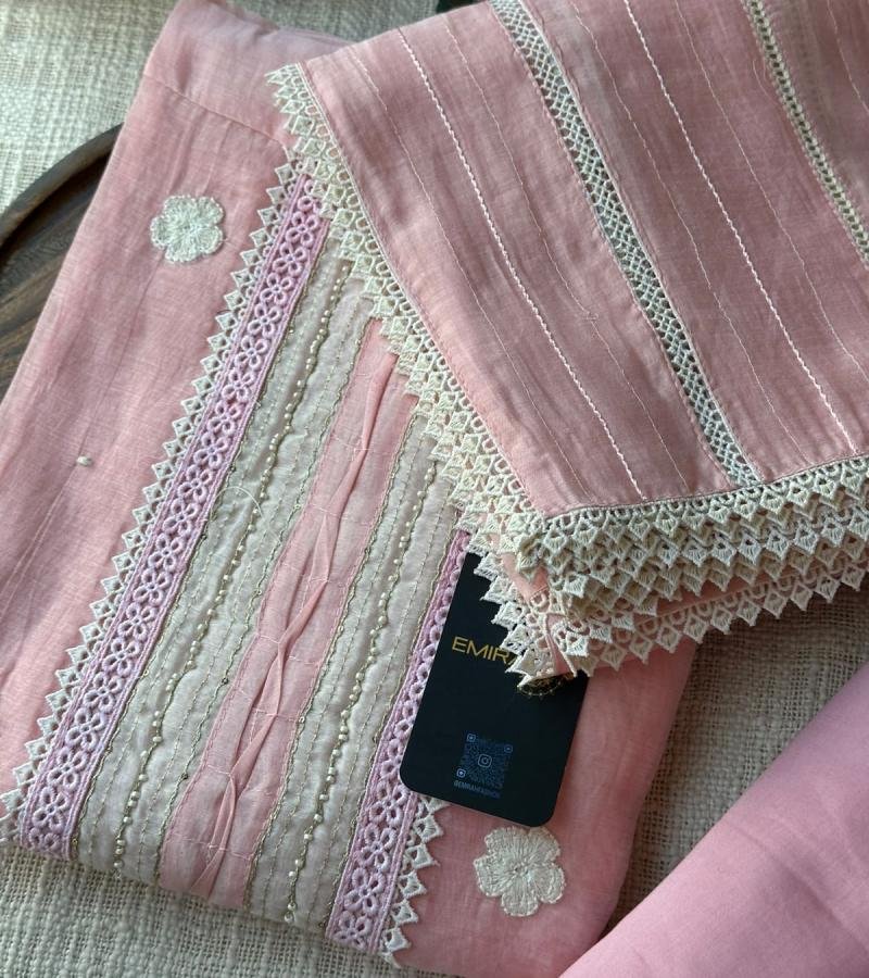 Premium Mul Chanderi Suit Set - Rose Pink