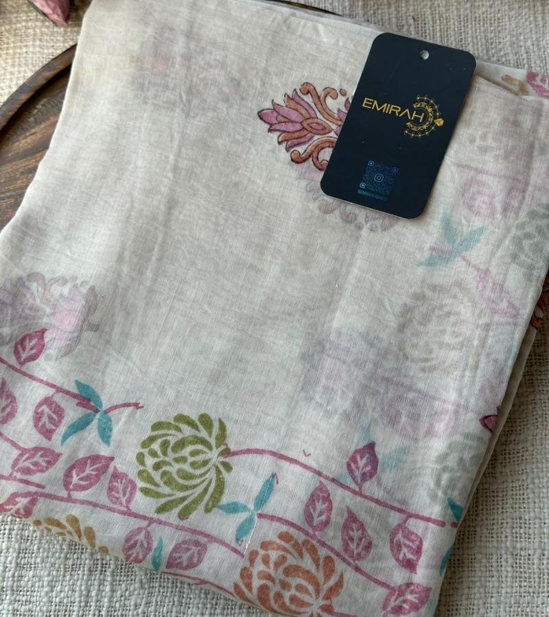 Mul Chanderi Floral Printed Suit - Rose Pink