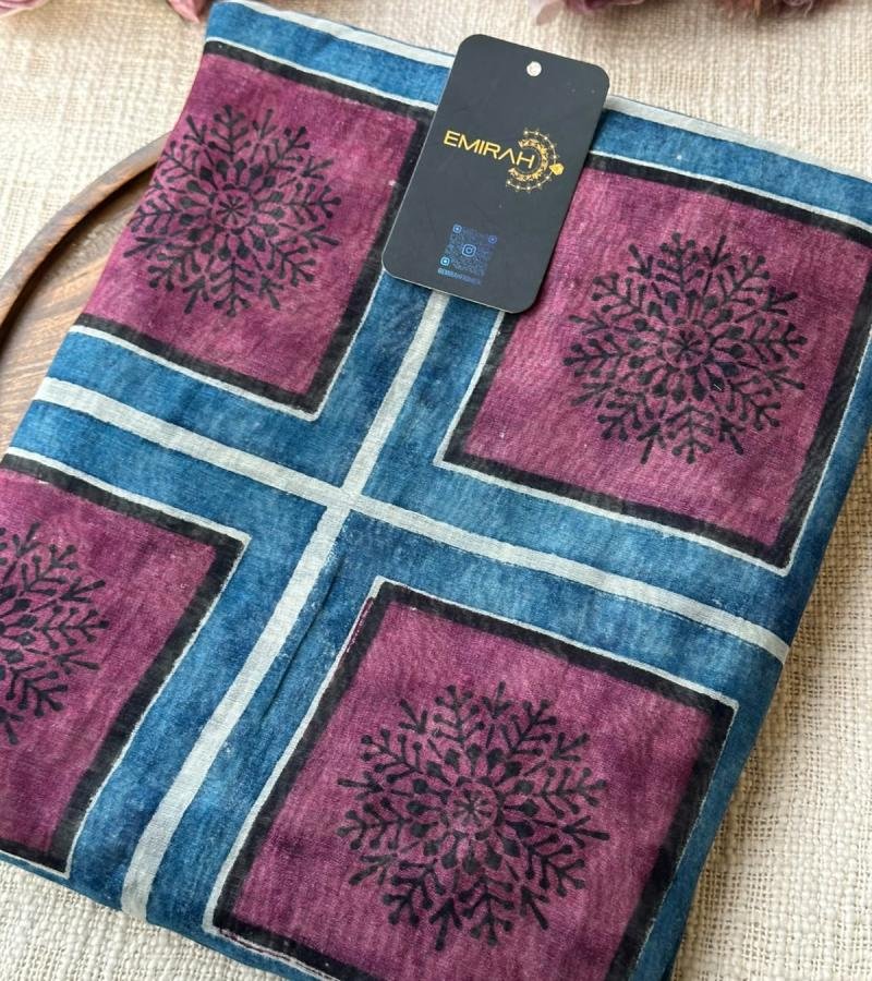 Maheshwari Silk Printed Suit - Royal Blue