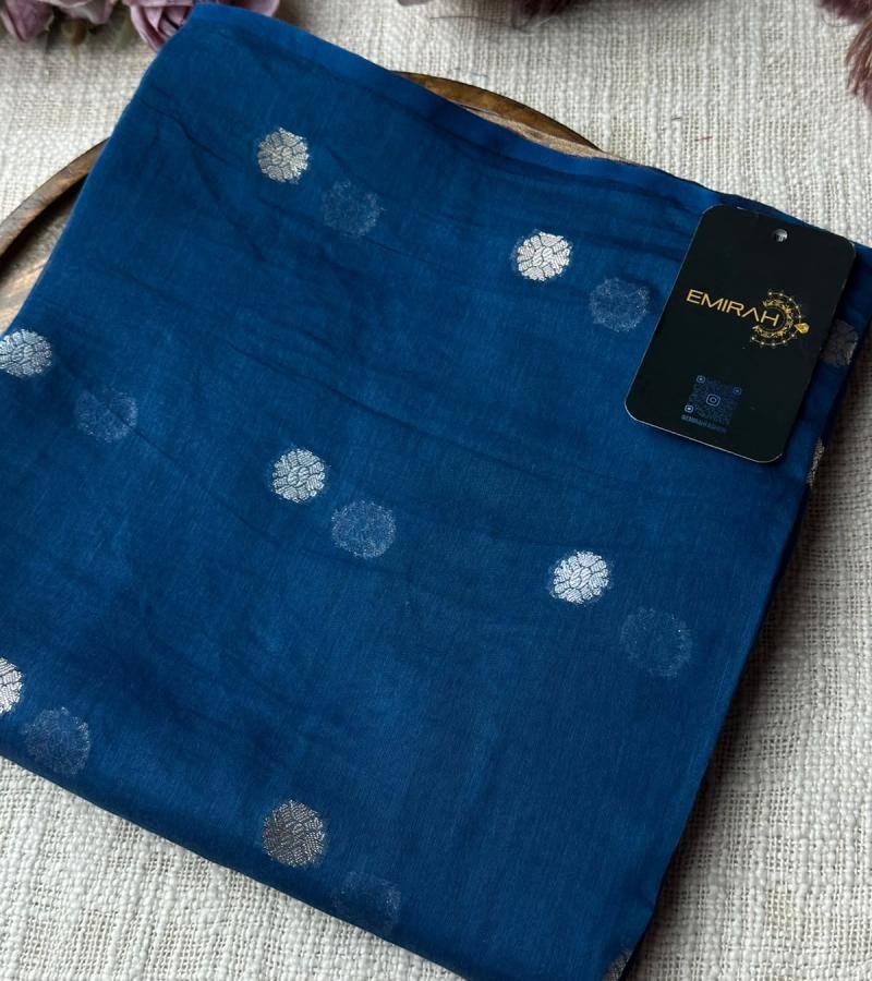 Royal Blue Mul Chanderi Suit - Royal Blue
