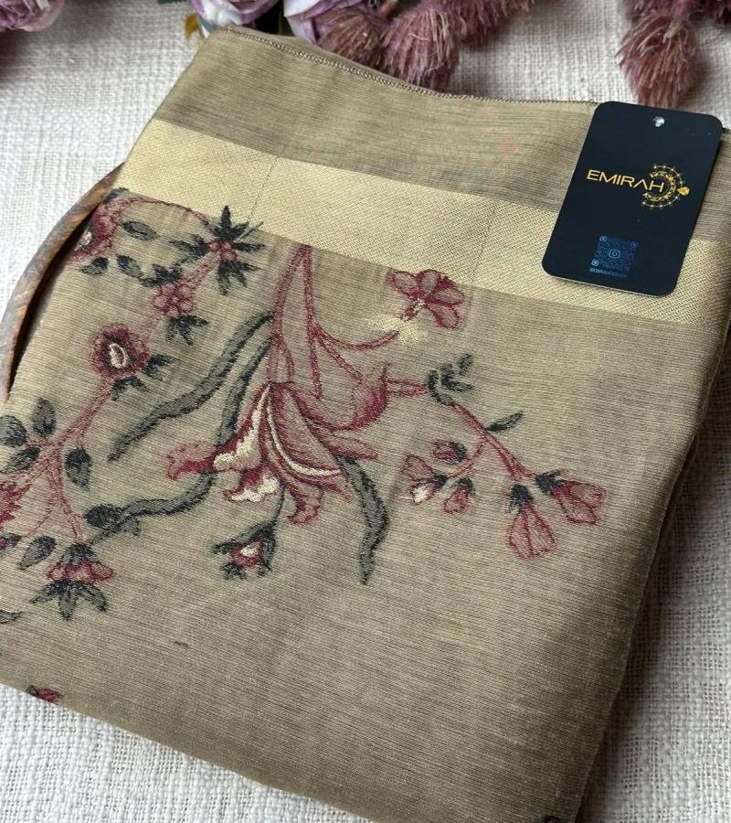 Elegant Chanderi with Jamdani Weaving - Gold