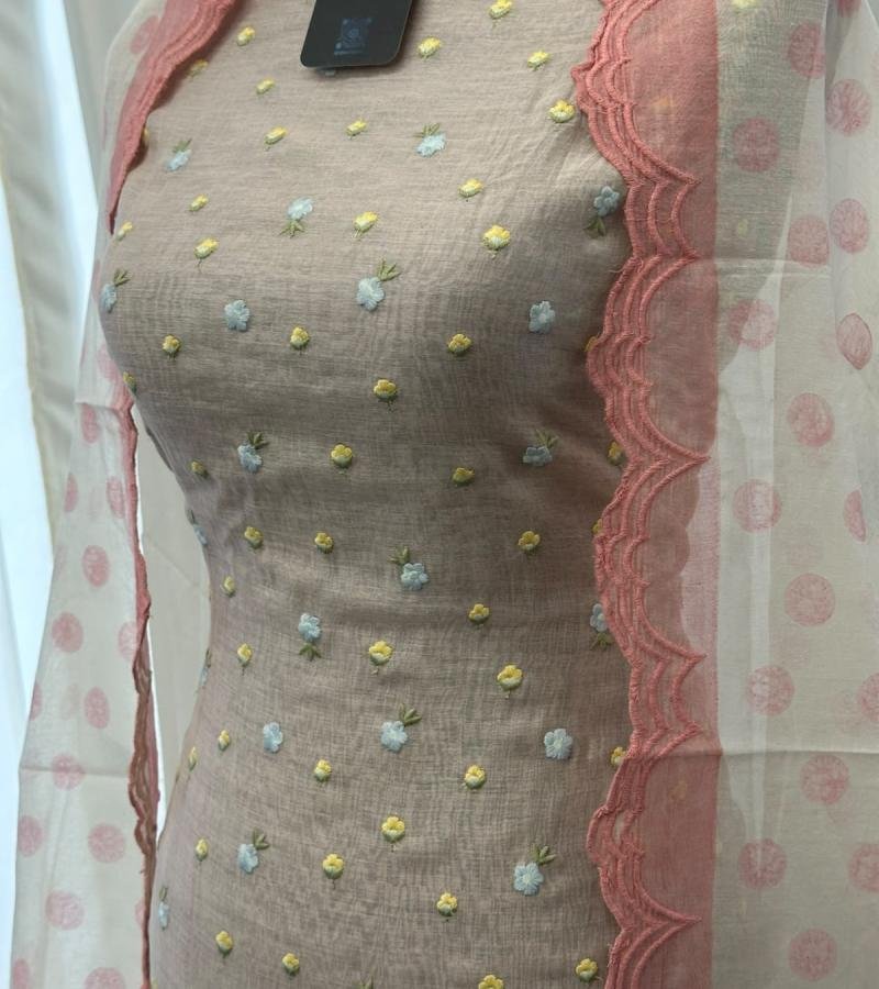 Mul Chanderi Suit  - Rose Pink