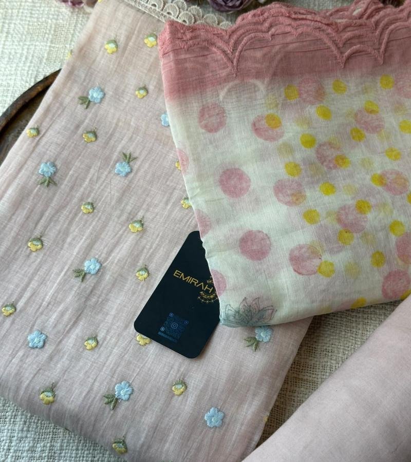 Mul Chanderi Suit  - Rose Pink