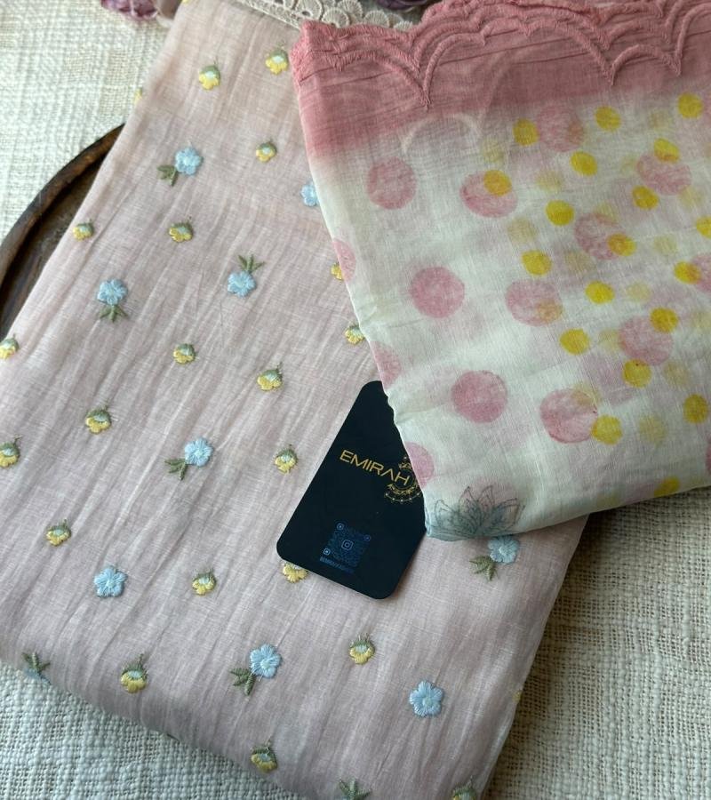 Mul Chanderi Suit  - Rose Pink
