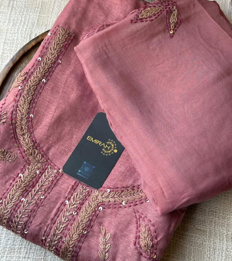 Silk Chanderi Suit - Rose Pink