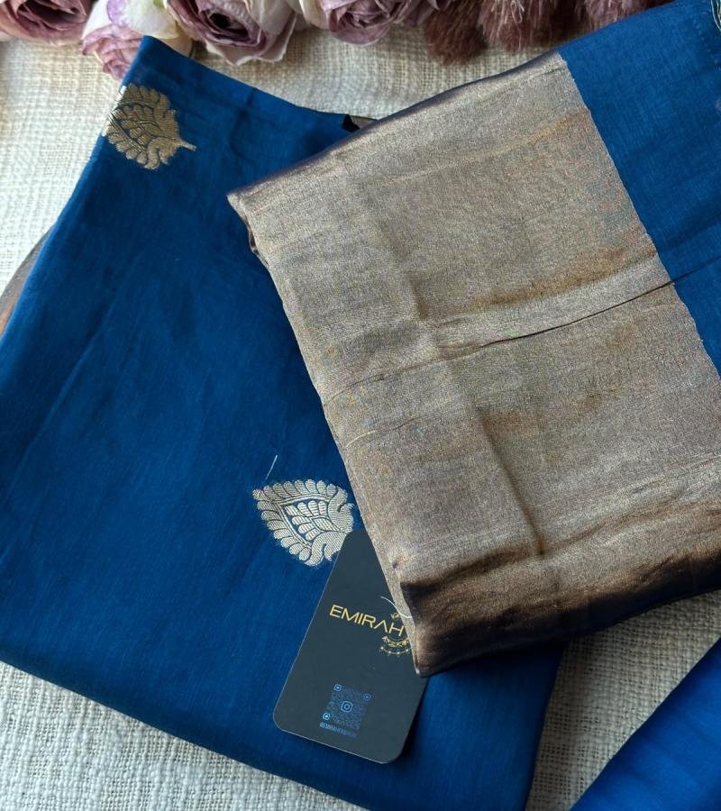 Mul Chanderi suit - Royal Blue