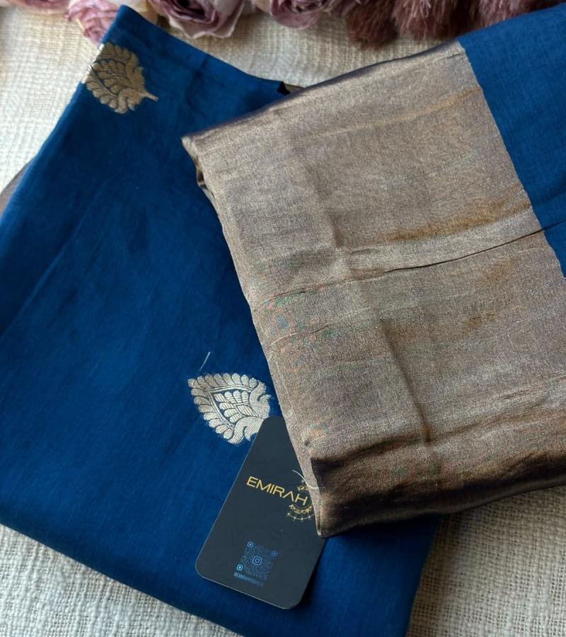 Mul Chanderi suit - Royal Blue