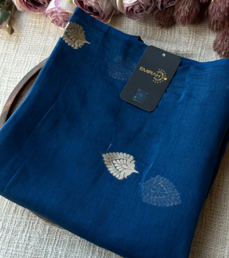 Mul Chanderi suit - Royal Blue