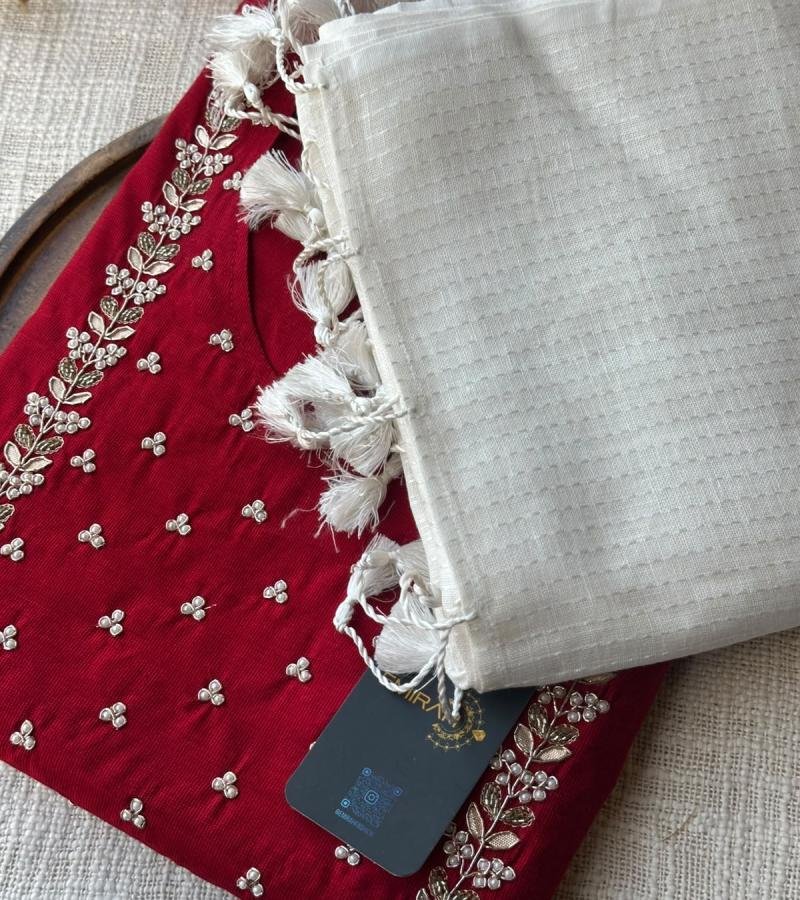 Crimson Floral Elegance - Royal Blue