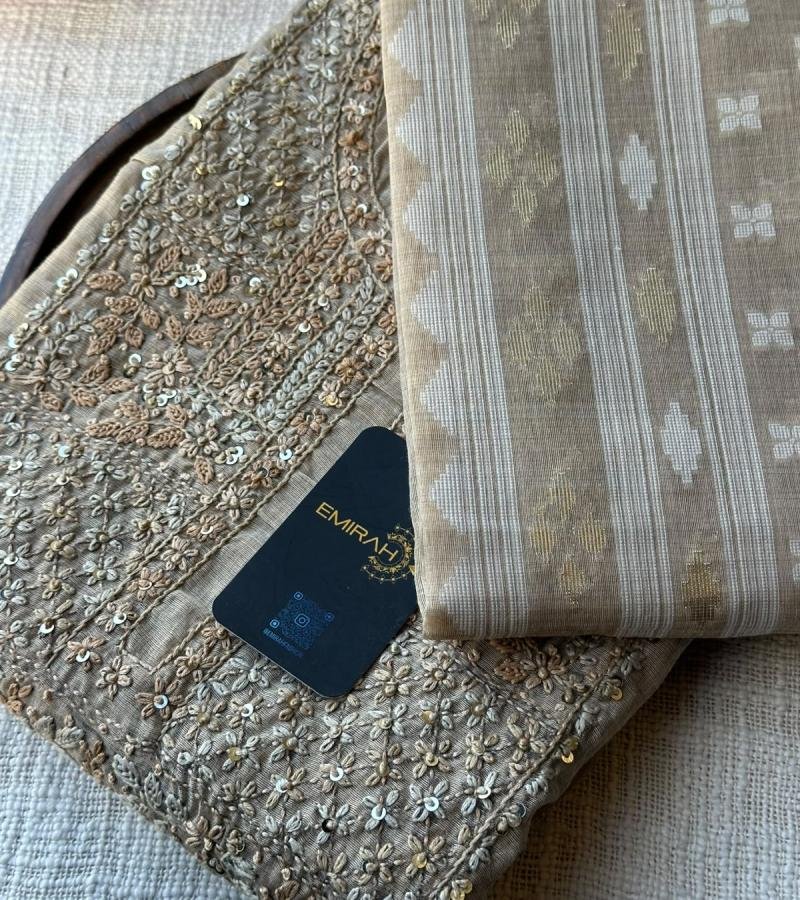 Chanderi with Jamdani Weaving - Gold