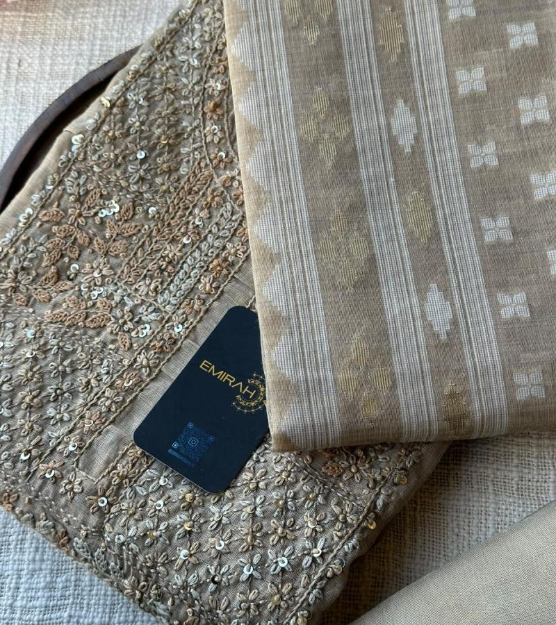Chanderi with Jamdani Weaving - Gold