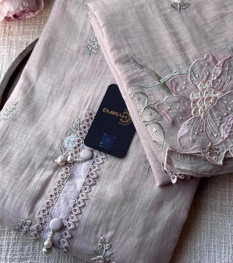 Blush Pink Mul Chanderi - Rose Pink