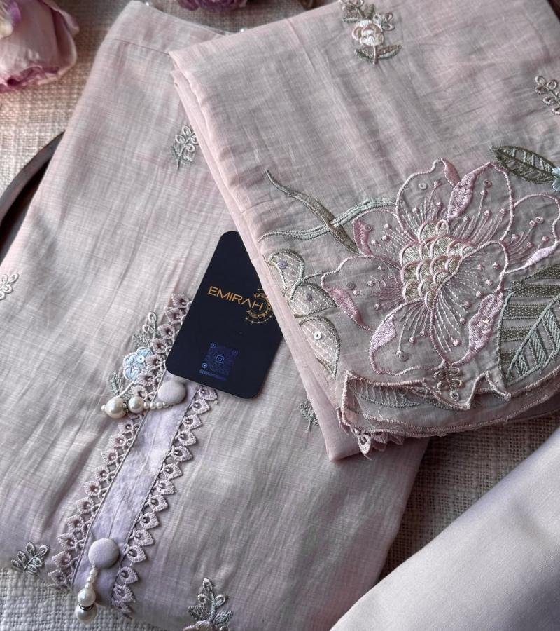 Blush Pink Mul Chanderi - Rose Pink
