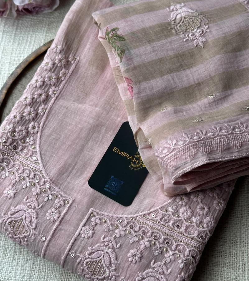 Mul Chanderi – Pastel Floral Grace - Rose Pink