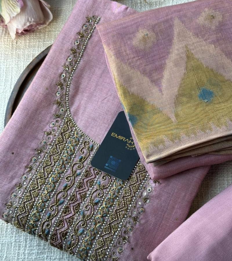 Chanderi with Jamdani Weaving - Mixed Colors