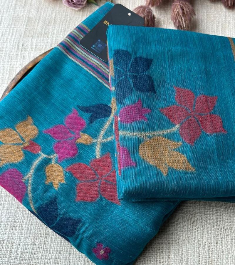 Chanderi with Jamdani Weaving ✨ - Mixed Colors