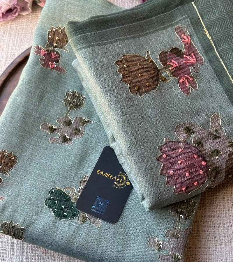 Sage Green Kota Chanderi Elegance  - Mixed Colors