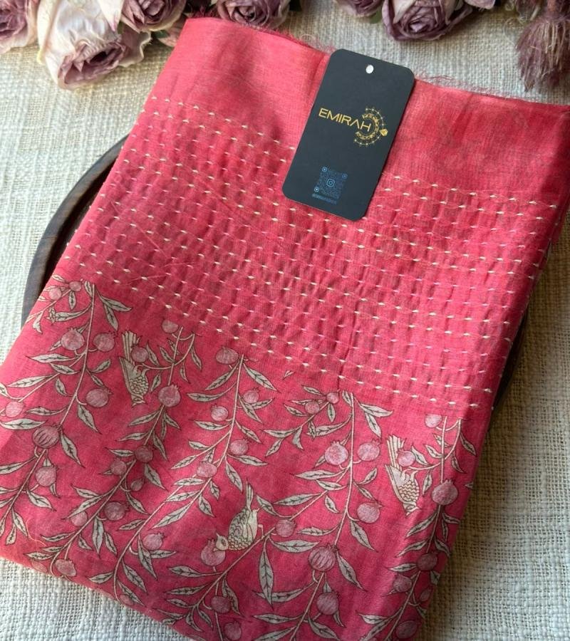 Maheshwari Silk Elegance  - Rose Pink