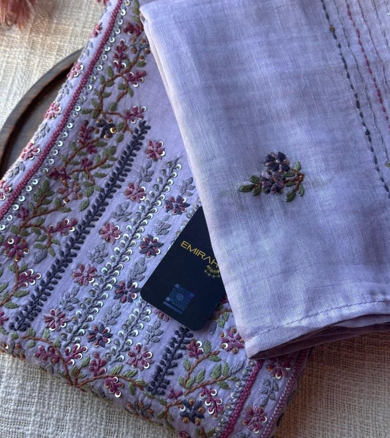 Lavender Mul Chanderi Suit - Mixed Colors