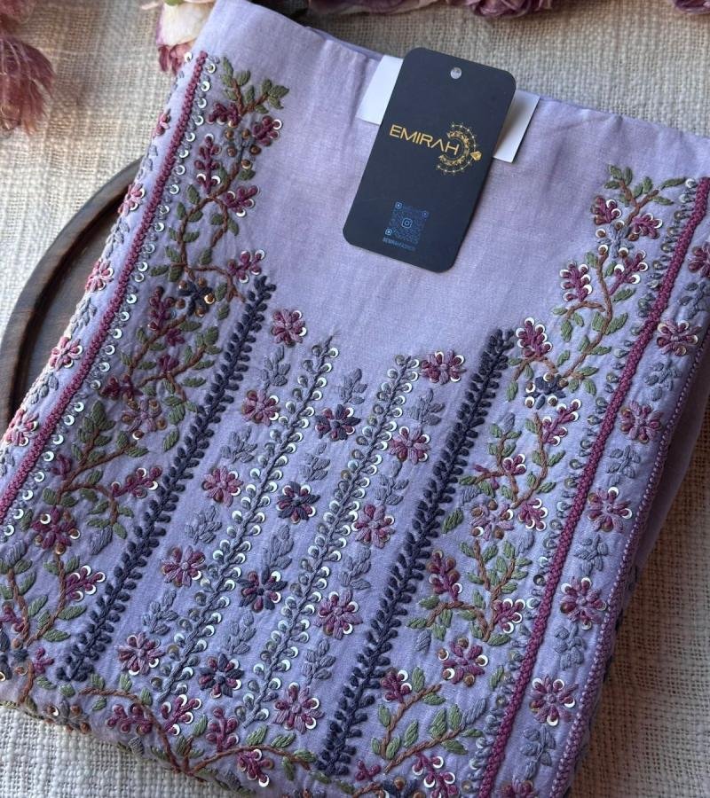 Lavender Mul Chanderi Suit - Mixed Colors