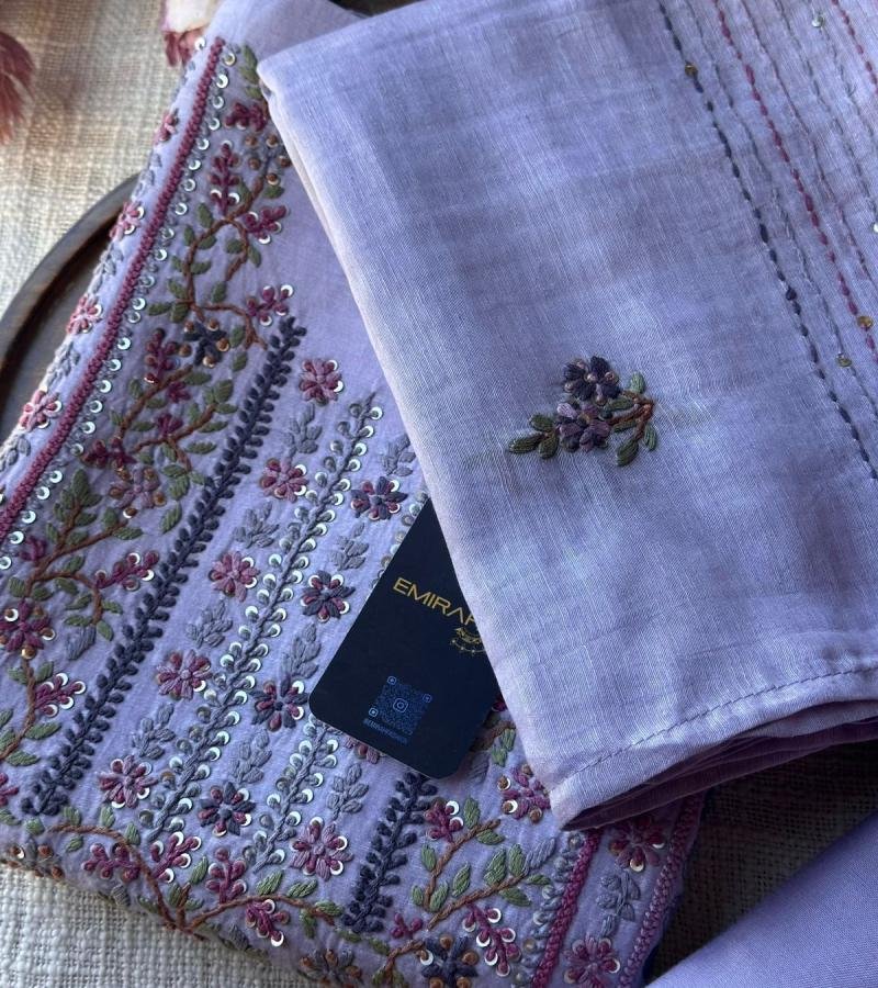 Lavender Mul Chanderi Suit - Mixed Colors