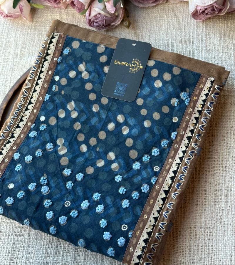 Handloom Cotton Suit – Deep Teal & Chocolate - Mixed Colors